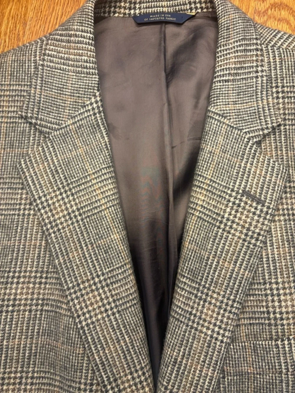 Brooks Brothers 44L 100% Camel Hair Sport Coat Glen Plaid Brown Gray USA Classic